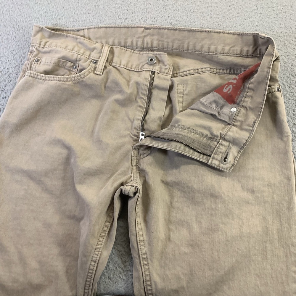 Levis 514 Jeans Mens 36x30 Tan Slim Straight 5-Pocket Cotton Pants Zip Button - Picture 3 of 12